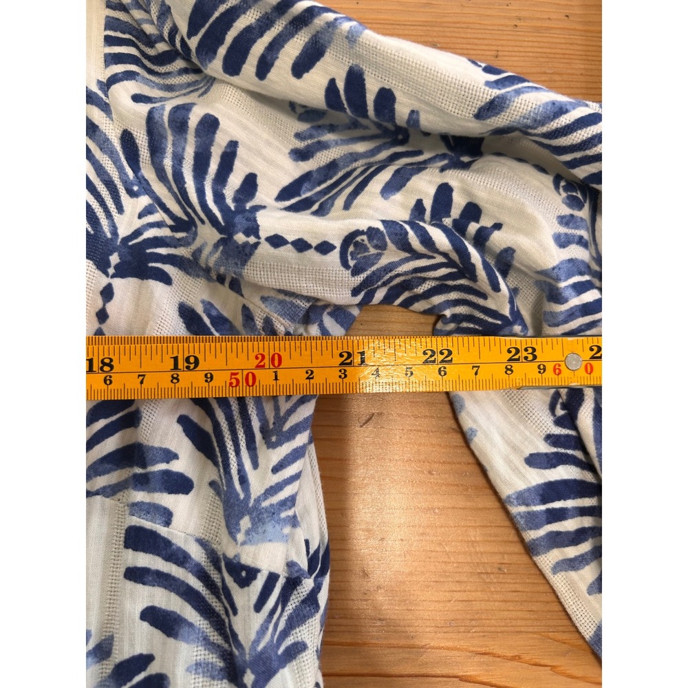 J. Jill Blue White Cotton Dress XL Coastal Boho Vaca Resort Tropical Split Neck - Picture 8 of 11